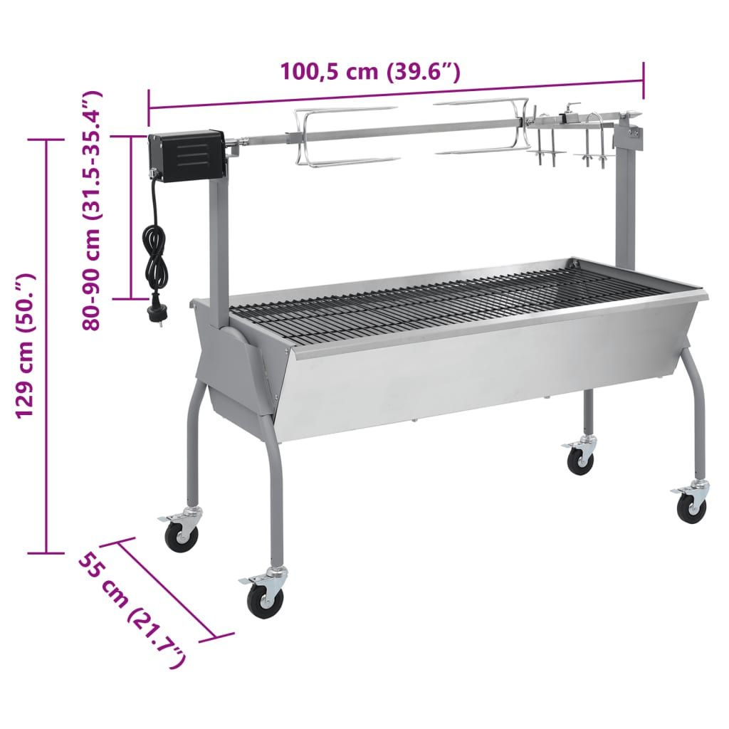 Parrilla De Barbacoa Con Asador Y Motor Eléctrico Vidaxl