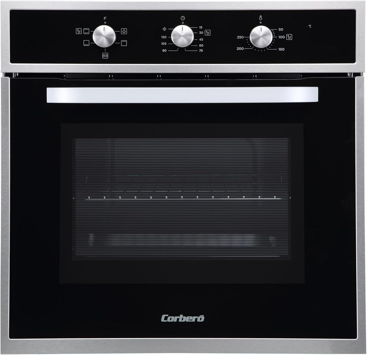 Corberó - Horno convección 70L | CCHM603X | 60x60x58 cm |Convencional con 4 Programas | Luz Interior | Limpieza Hidrólisis | Puerta Doble Cristal | 2100W | Negro perfil Inox