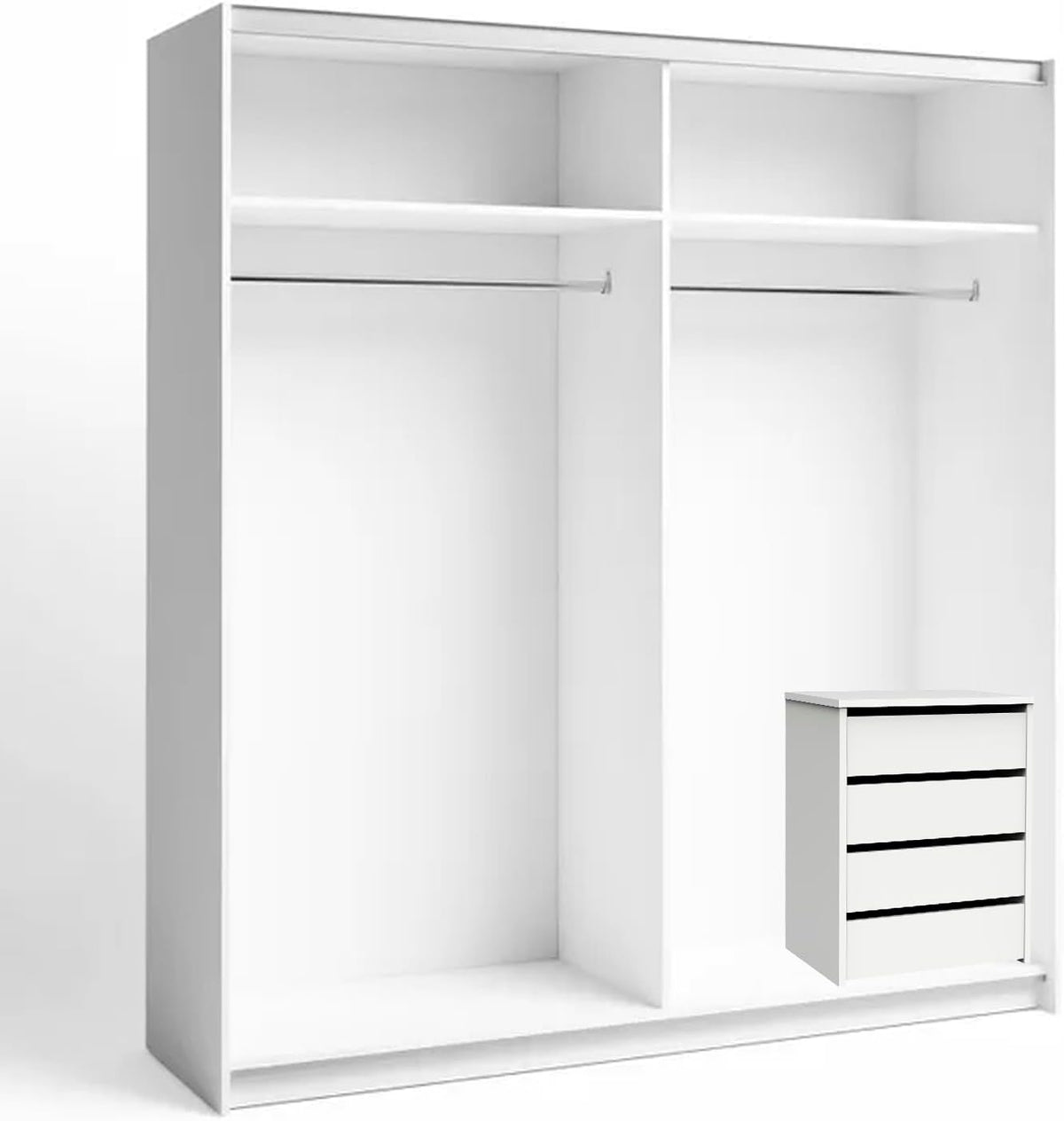 Armario Dormitorio con 4 cajones Ropero Armo 2 Puertas correderas Color Blanco