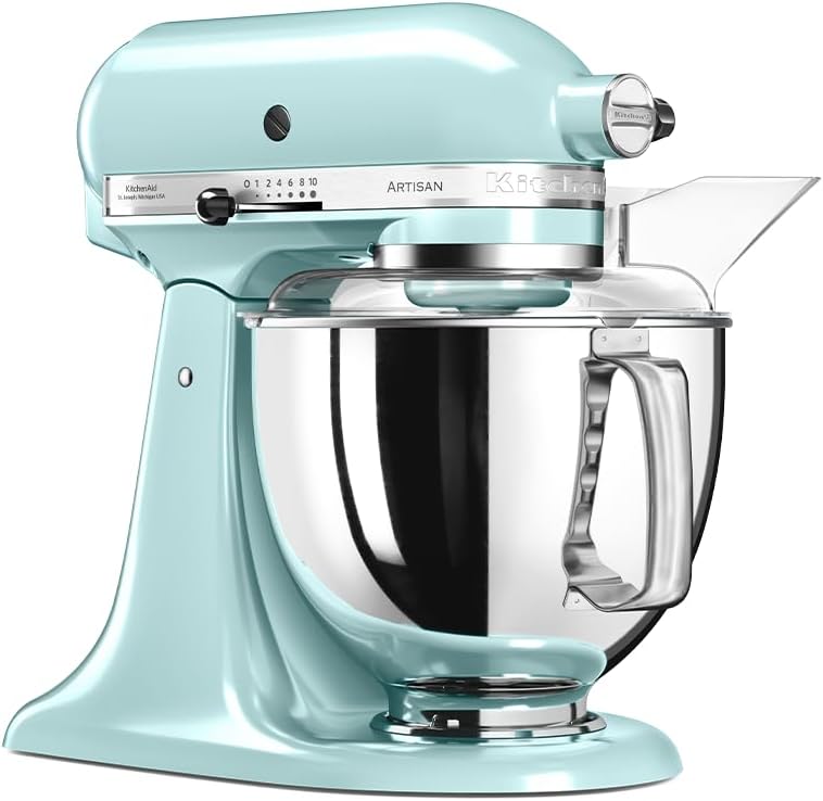 KitchenAid Küchenmaschine - Artisan - Küchenmaschine mit kippbarem Motorkopf - Küchenmaschine mit 5 Zubehörteilen - Küchenmaschine mit 2 Edelstahlschüsseln - 4,8 L und 3 L - Eisblau