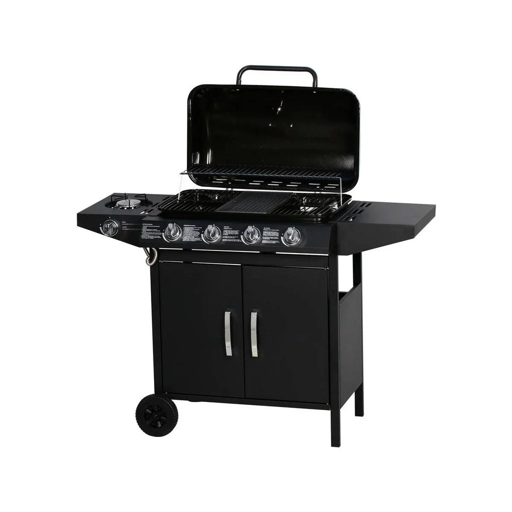 Gasgrill "Festa 5" – 5 Brenner (1 Seitenkocher) – 12,9 kW – Schwarz