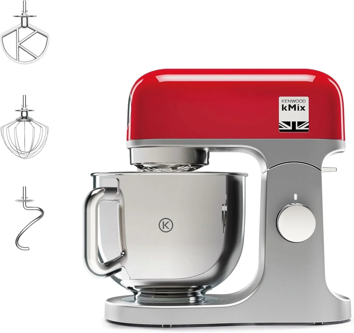 Kenwood kMix KMX750AB – Multifunktions-Küchenmaschine, 1000 W, 5 L Metallschüssel mit Griff, Knethaken, Schneebesen, K-Haken, Edelstahl, 6 Geschwindigkeiten, Schwarz