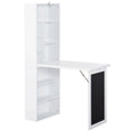 Escritorio de Ordenador de Pared – Mesa de Estudio Abatible con Pizarra y Estantería, Blanco