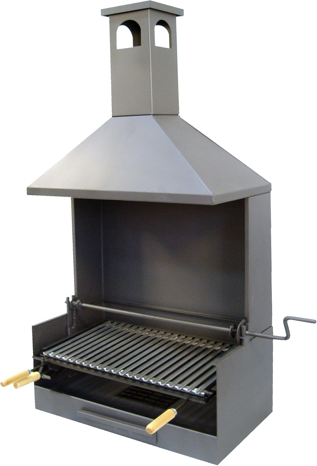 Imex El Zorro – Schornsteingrill mit Metallablagen | 61x40x217 cm | Verstärkter Stahl mit Edelstahlrost und Rauchfang | Ideal für Gärten, Höfe und Terrassen
