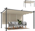 Outsunny Pérgola de Jardín 4x3 m con Techo Retráctil y 3 Laterales Enrollables, Cenador de Jardín Montado en Pared o Independiente, con UPF30+, Estructura Metálica, Pabellón para Exterior, Beige