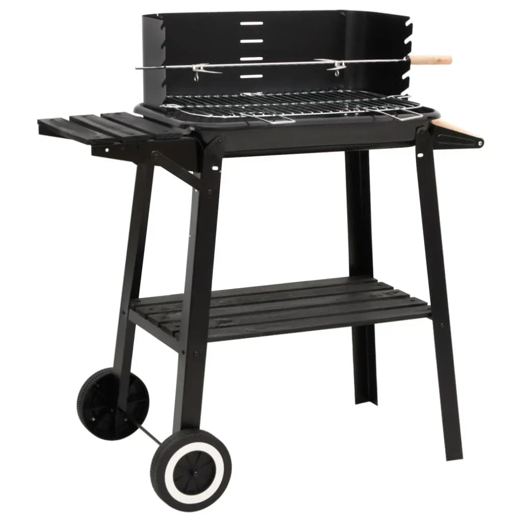 Vidaxl Holzkohlegrill Mit Rädern Stahl Schwarz