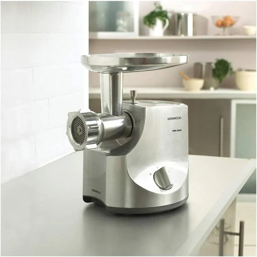 Kenwood Pro Food Mincer Electric Meat Mincer, 3 Discs Stainless Steel, 2 Speed, MG700, Power 2000W, Silver