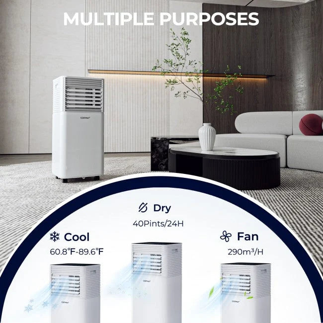 Tragbare 3-in-1-Klimaanlage 8000 BTU mit Entfeuchter und Ventilatorfunktion
