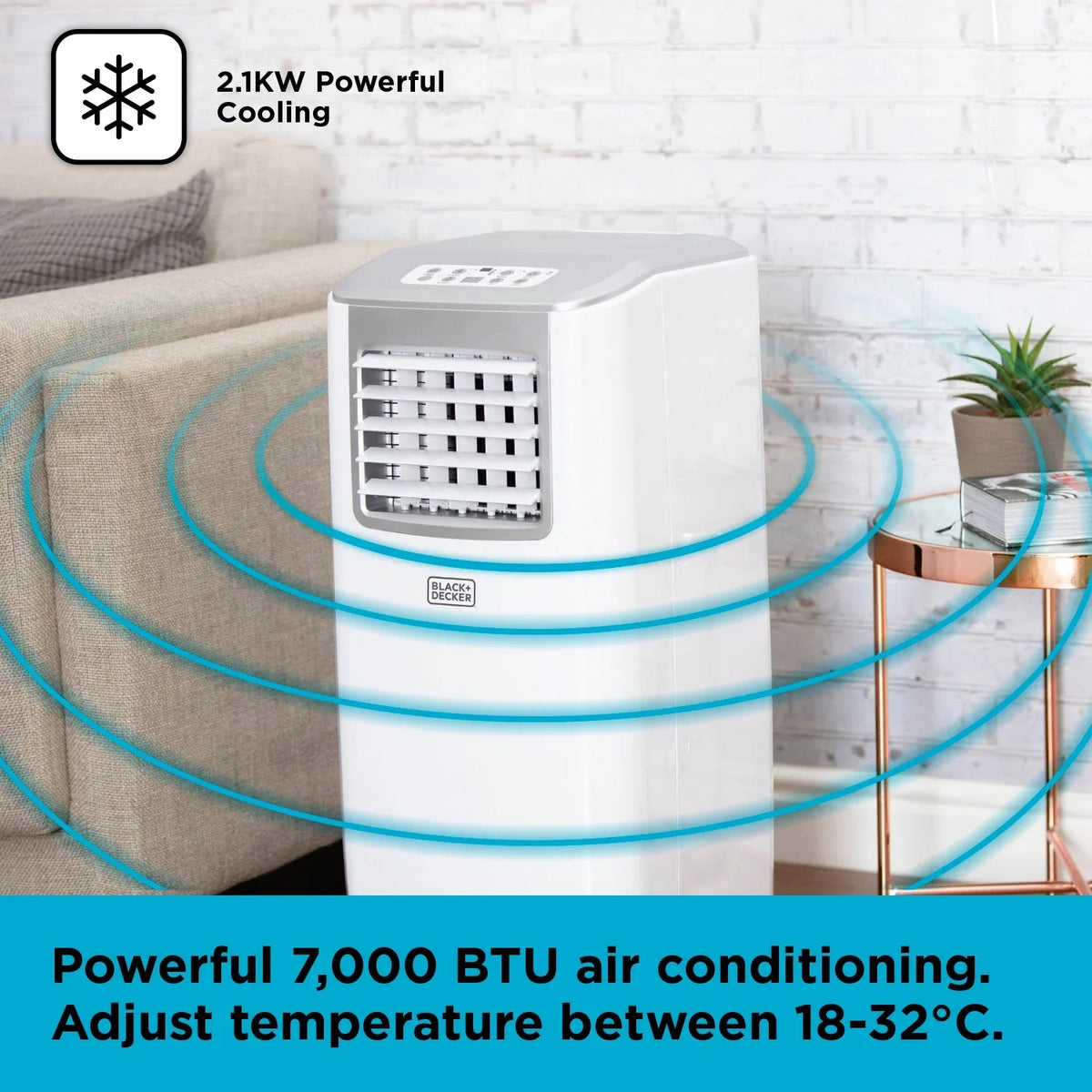 2025 Aire Acondicionado Móvil 3 en 1 Black+Decker BXAC40005GB 7000 BTU Blanco