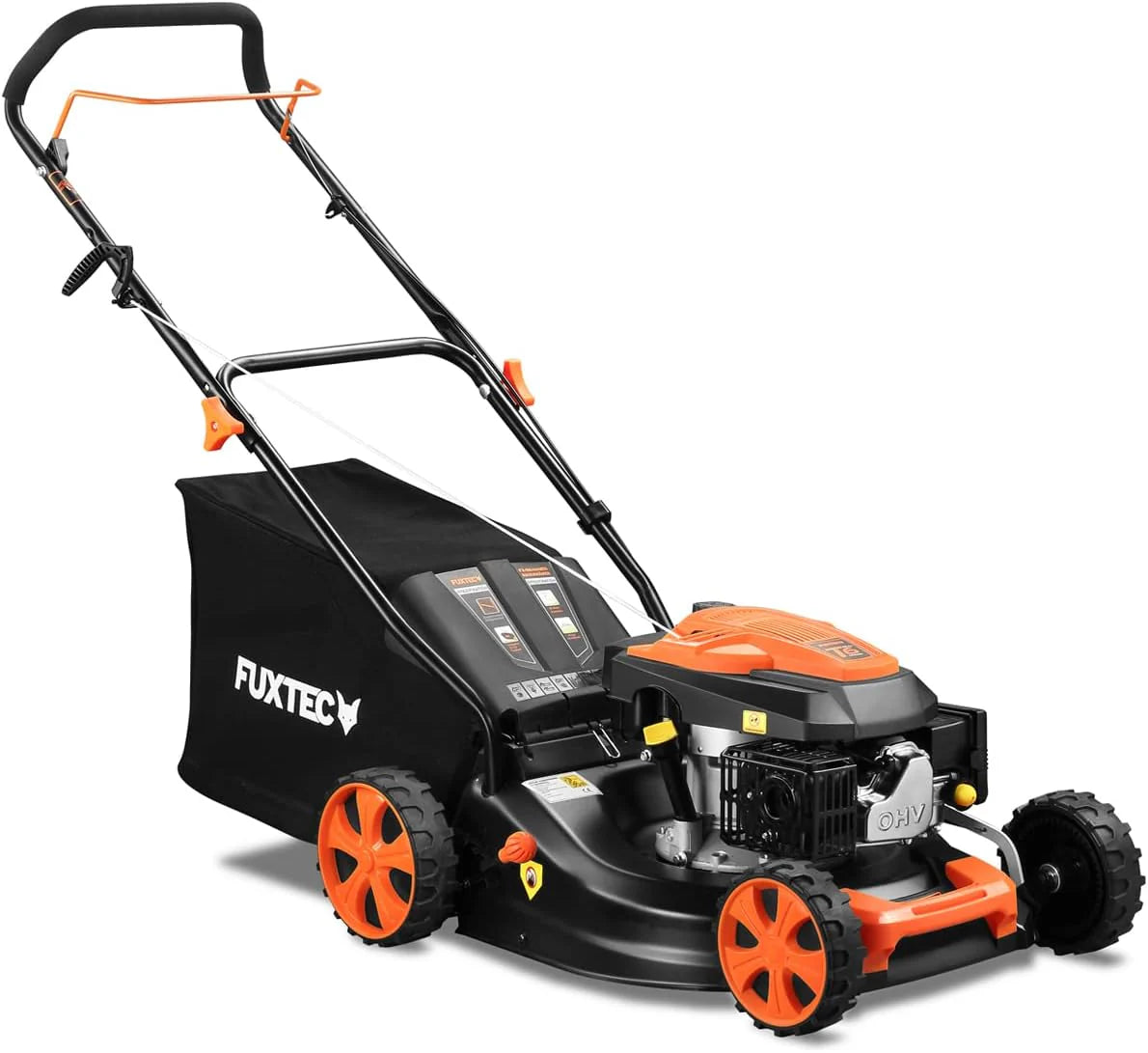 Cortacésped de Gasolina FUXTEC FX-RM4646ECO 46cm de Anchura de Corte - Potente Motor de Gasolina de 146cc Easy Clean 3en1 2,6KW Mulching recogedor de Hierba 50L