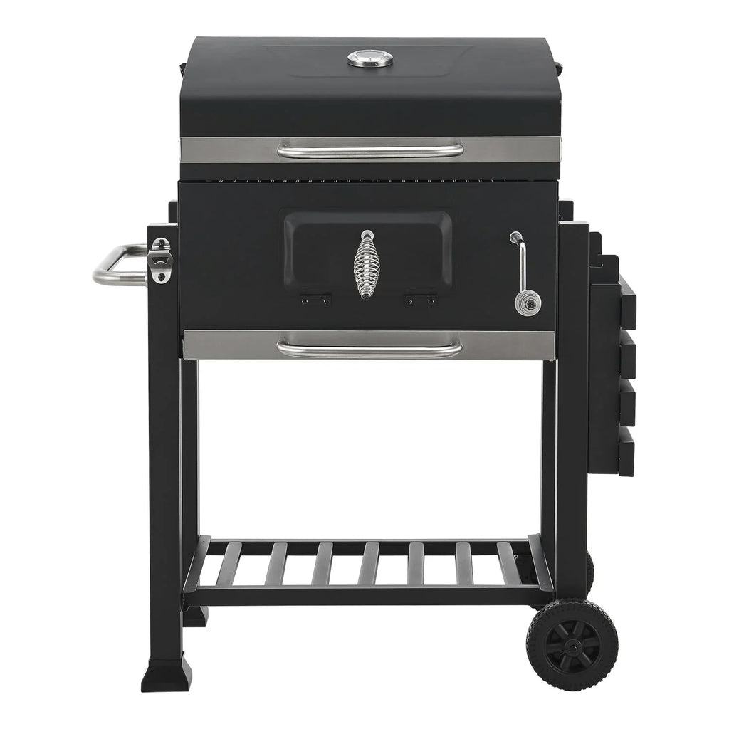 Kohlegrill Arnad mit 3 Ablagen Stahl 105x114x48cm - Schwarz [casa.pro]