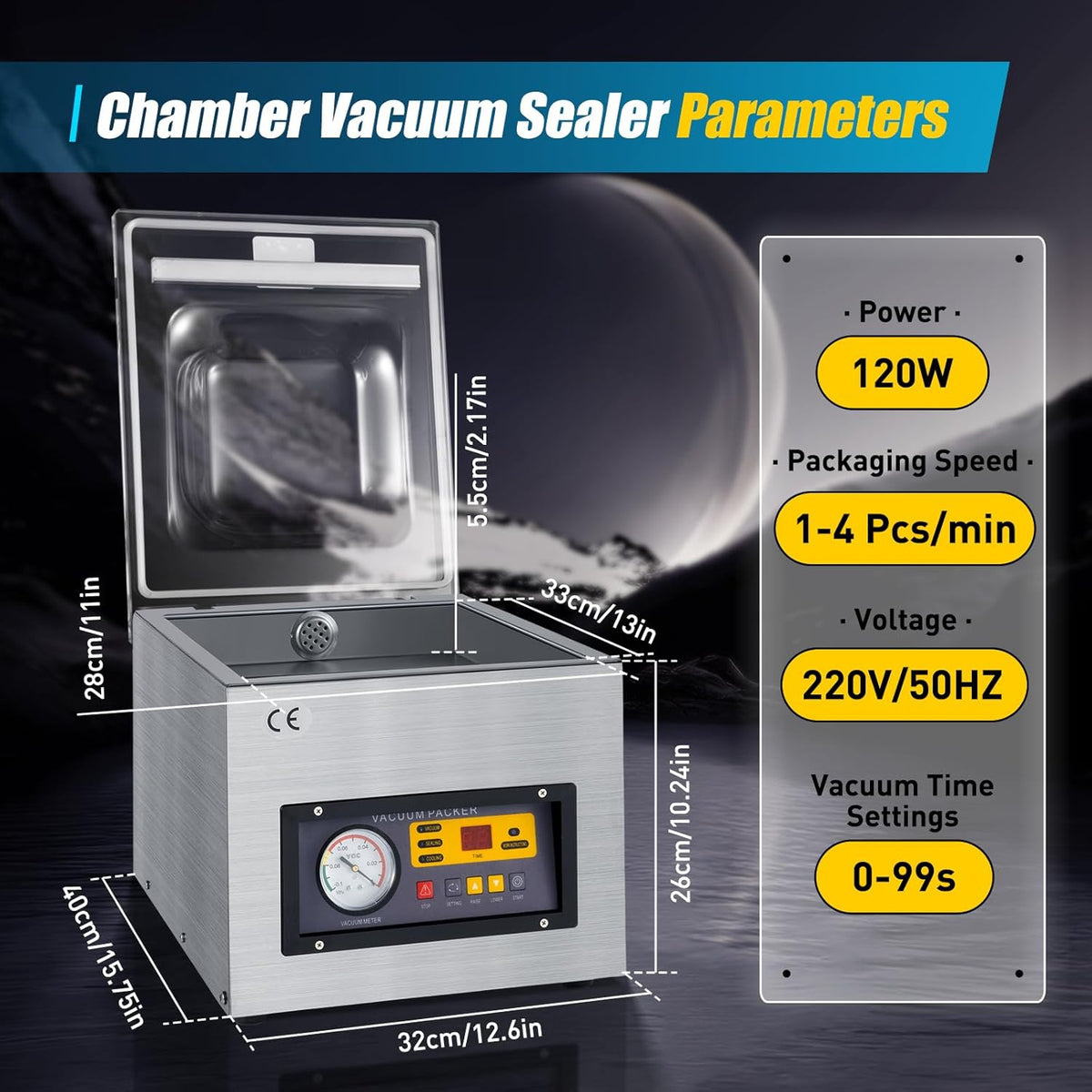 Professionelle Vakuumverpackungsmaschine DZ-260 - Industrielle Folienschweißmaschine 220V - Vakuumgerät aus Edelstahl