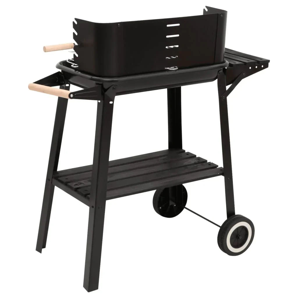 Vidaxl Holzkohlegrill Mit Rädern Stahl Schwarz