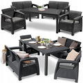 Gartenmöbel-Set CORFU FIESTA Keter Tisch Sofa Sessel für die Terrasse Graphit