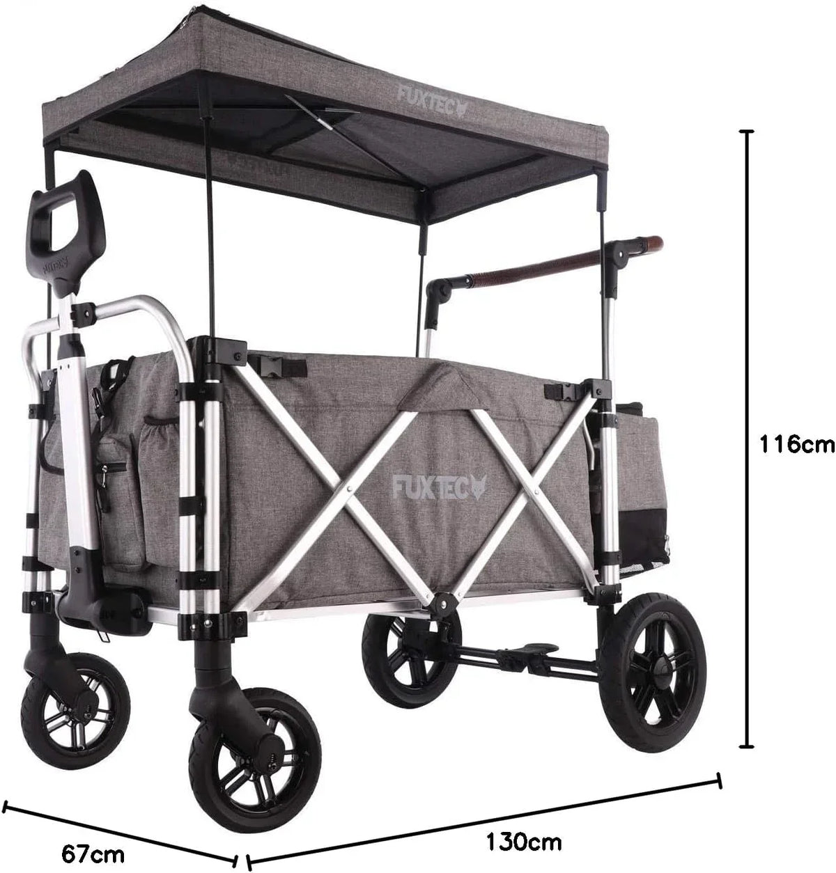 FUXTEC FX-CTL900 Premium Grey, Original Folding Trolley for Children, Ideal Garden, Beach or City, Push or Pull, Load up to 75 kg.