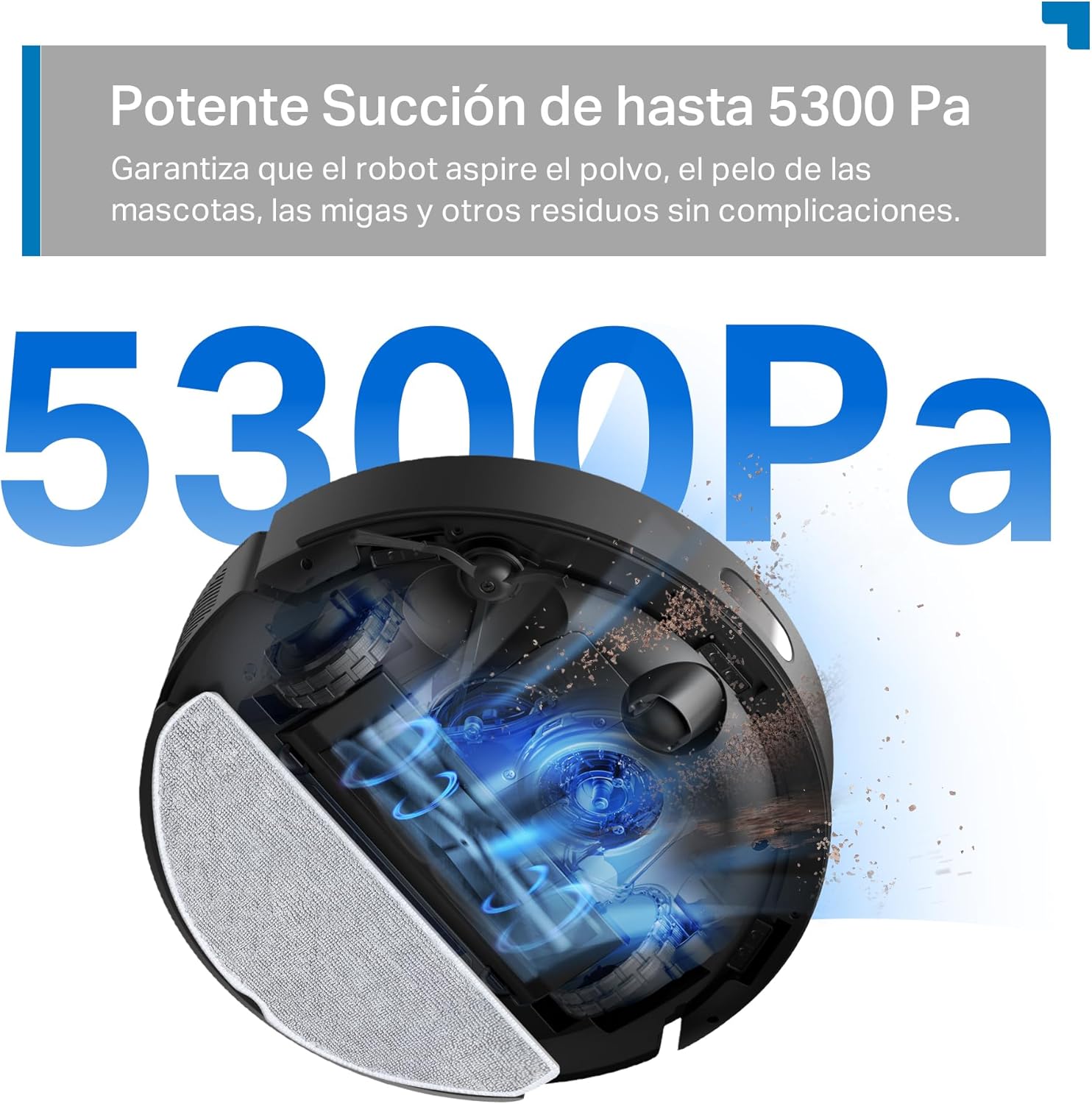 Tapo RV30 MAX Plus Roboterstaubsauger, 5300 Pa Ultra-Saugleistung mit Wischfunktion, 3L selbstentleerende Station, fortschrittliche LiDAR+IMU-Navigation, Sprach- und App-Steuerung, Schwarz
