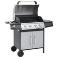 Barbacoa Grill De Gas 4+1 Quemadores Negra Y Plateada Vidaxl
