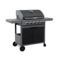 Gasgrill 5 Brenner + 1 Seitenbrenner, Schwarz