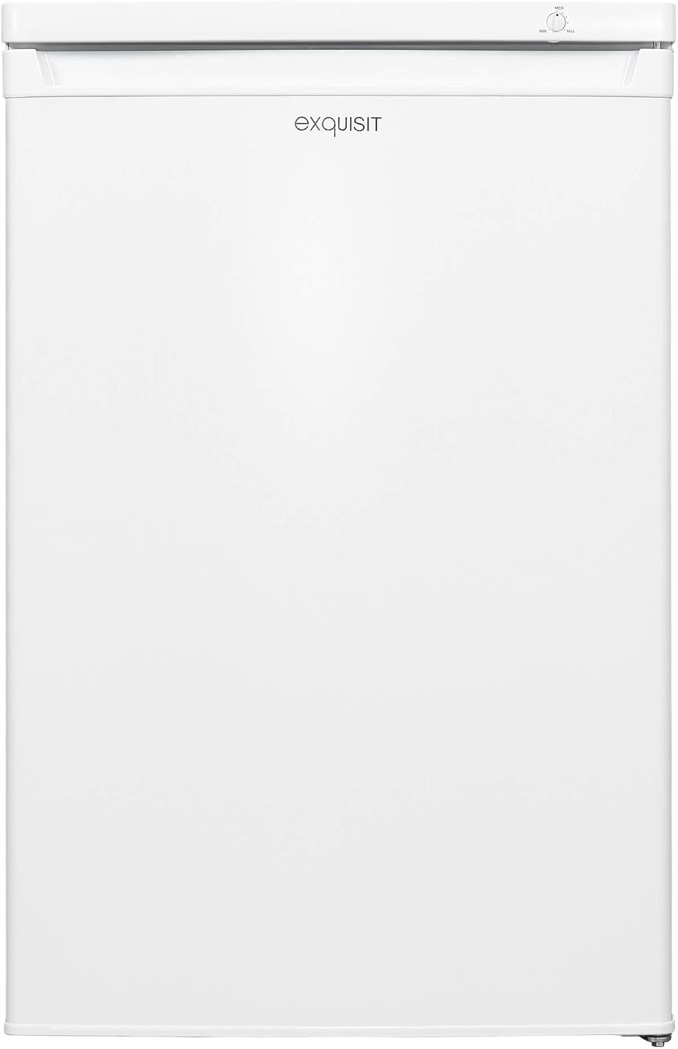Exquisit® Gefrierschrank 91L, Weiß, Energieeffizienzklasse E, 4-Sterne-Gefrierfach, 4 transparente Schubladen, wechselbarer Türanschlag, Temperaturregelung, Maße (85,5 x 55,0 x 58,0 cm)