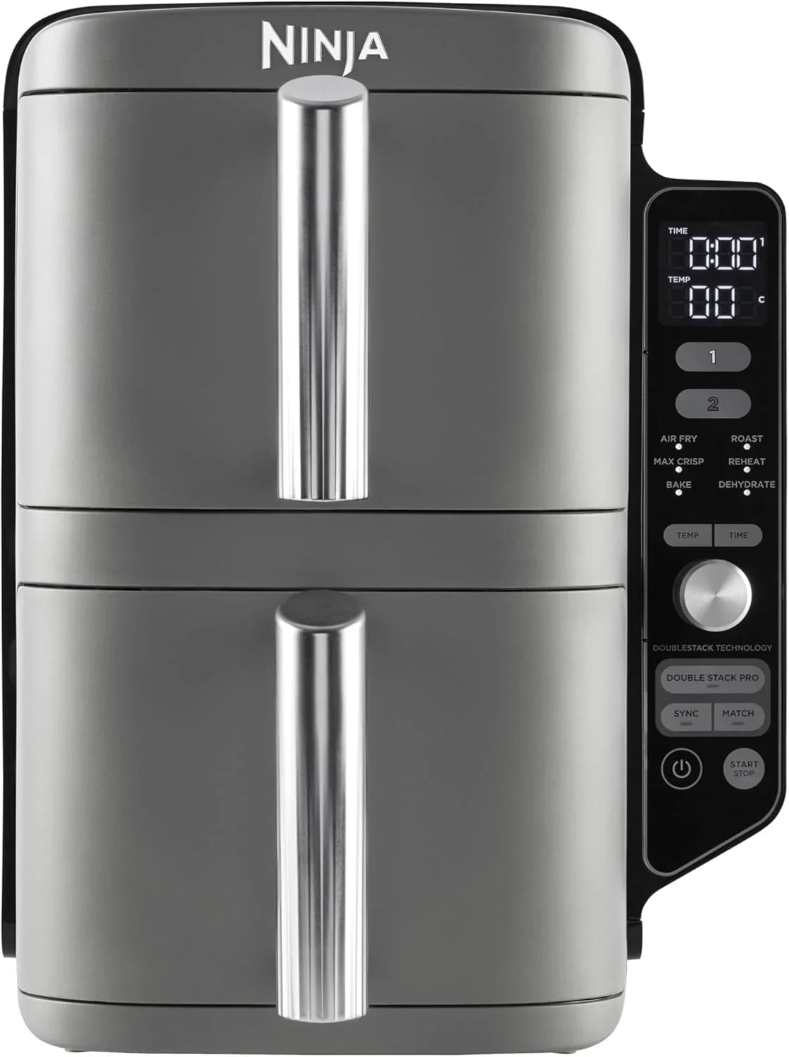 Ninja Double Stack XL Air Fryer, 9.5 Litre, Vertical Double Drawer, 4 Cooking Levels, 2 Drawers and 2 Grids, Space Saving Design, 6 Cooking Functions, 8 Portions, Black/Copper, SL400EUCP