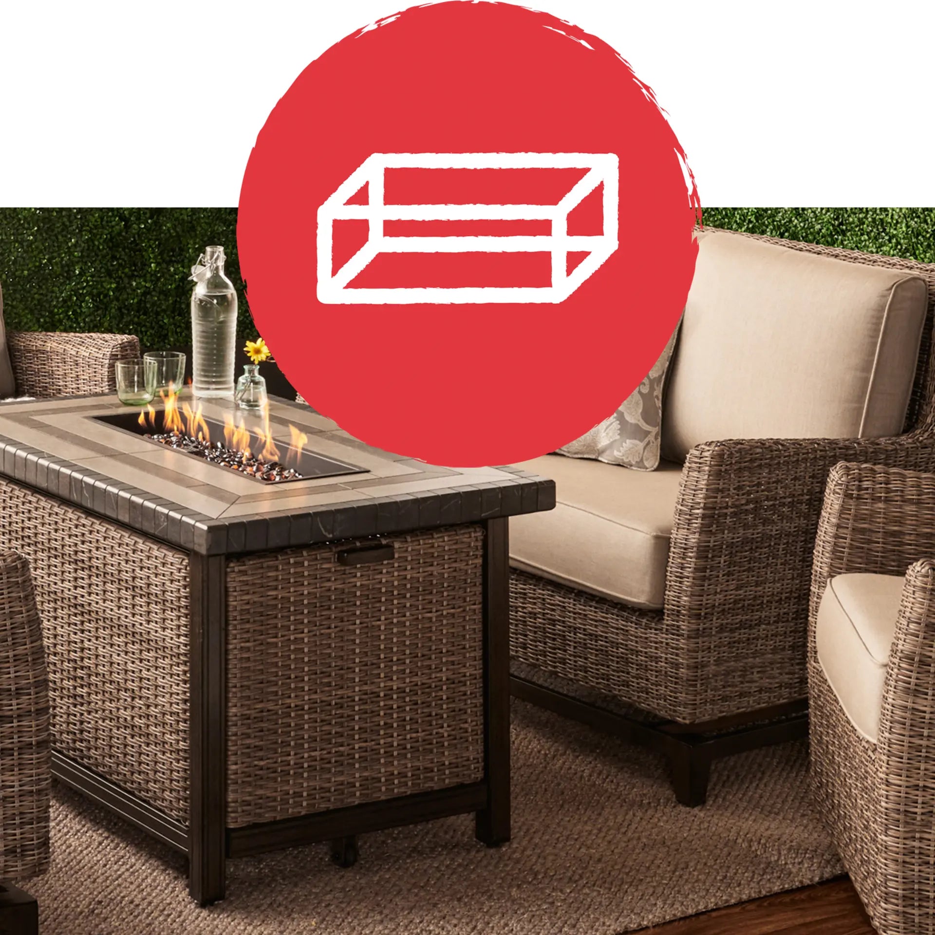 2026 Nuevo conjunto de muebles de exterior de 5 piezas con fuego Agio para patio