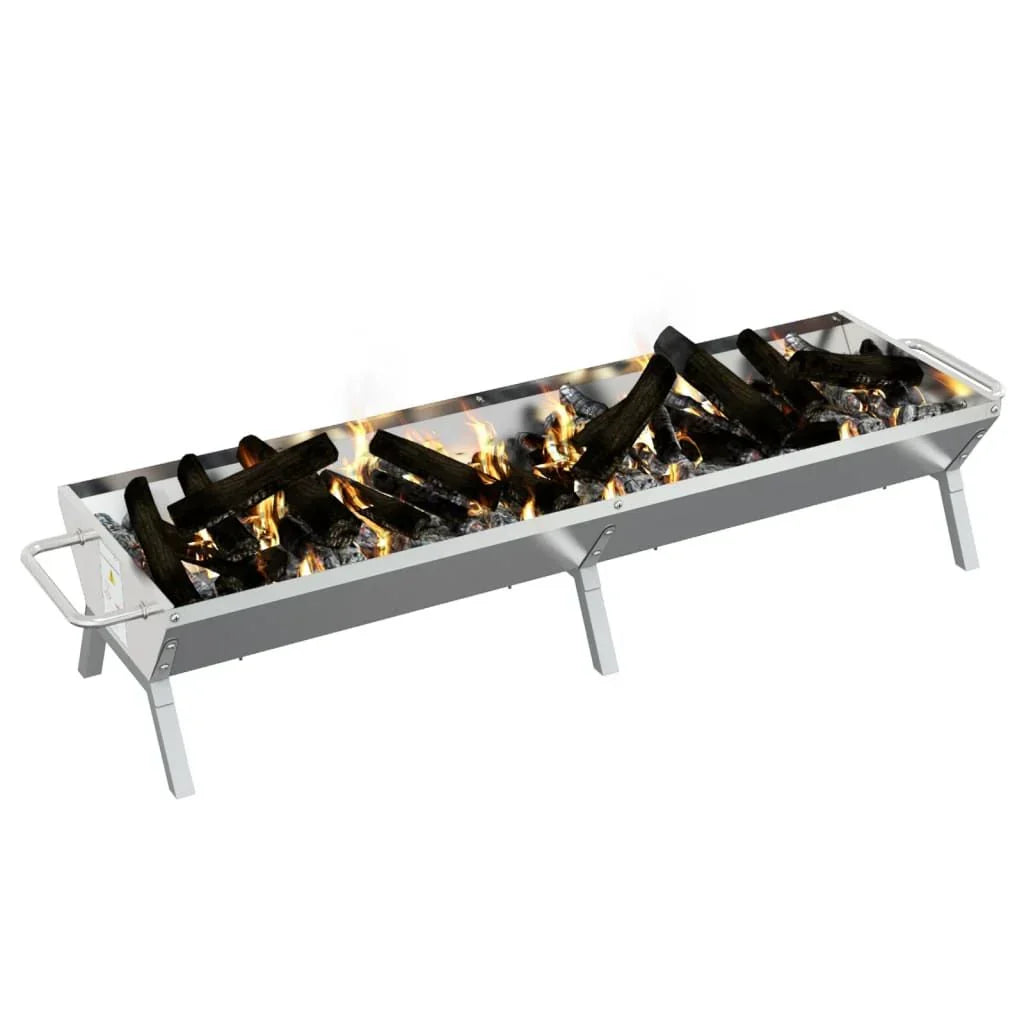 BBQ-Grillpfanne Edelstahl Silber 158x42x31 cm Vidaxl