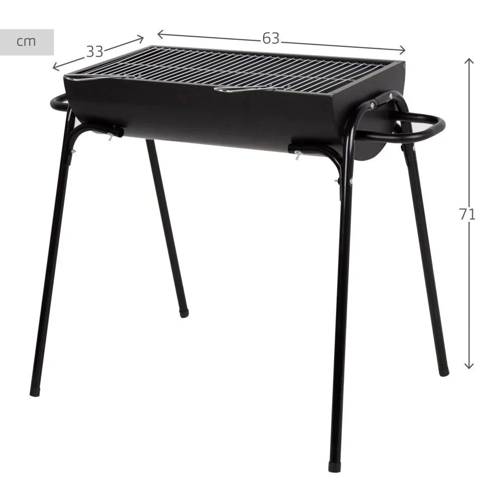 Barbacoa Portátil De Acero 91x33x71 Cm - Aktive. Negro