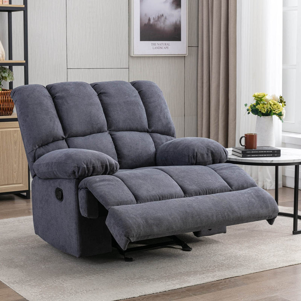 2025 Sillón mecedor sobredimensionado, sillón reclinable manual simple, sillón tapizado acolchonado, sillón mecedor para sala, asiento de teatro talla grande, gris
