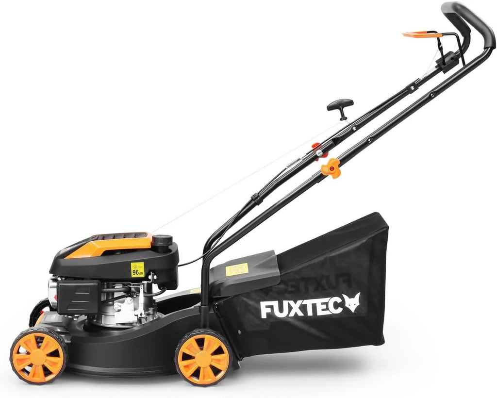 Cortacésped de Gasolina FUXTEC FX-RM4646ECO 46cm de Anchura de Corte - Potente Motor de Gasolina de 146cc Easy Clean 3en1 2,6KW Mulching recogedor de Hierba 50L
