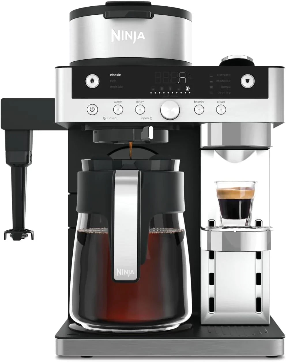 Ninja Prestige CFN802EU 2-in-1 Filter and Pod Coffee Maker with Built-In Frother, Brews Lattes, Iced Coffee and Flat Whites, Black
