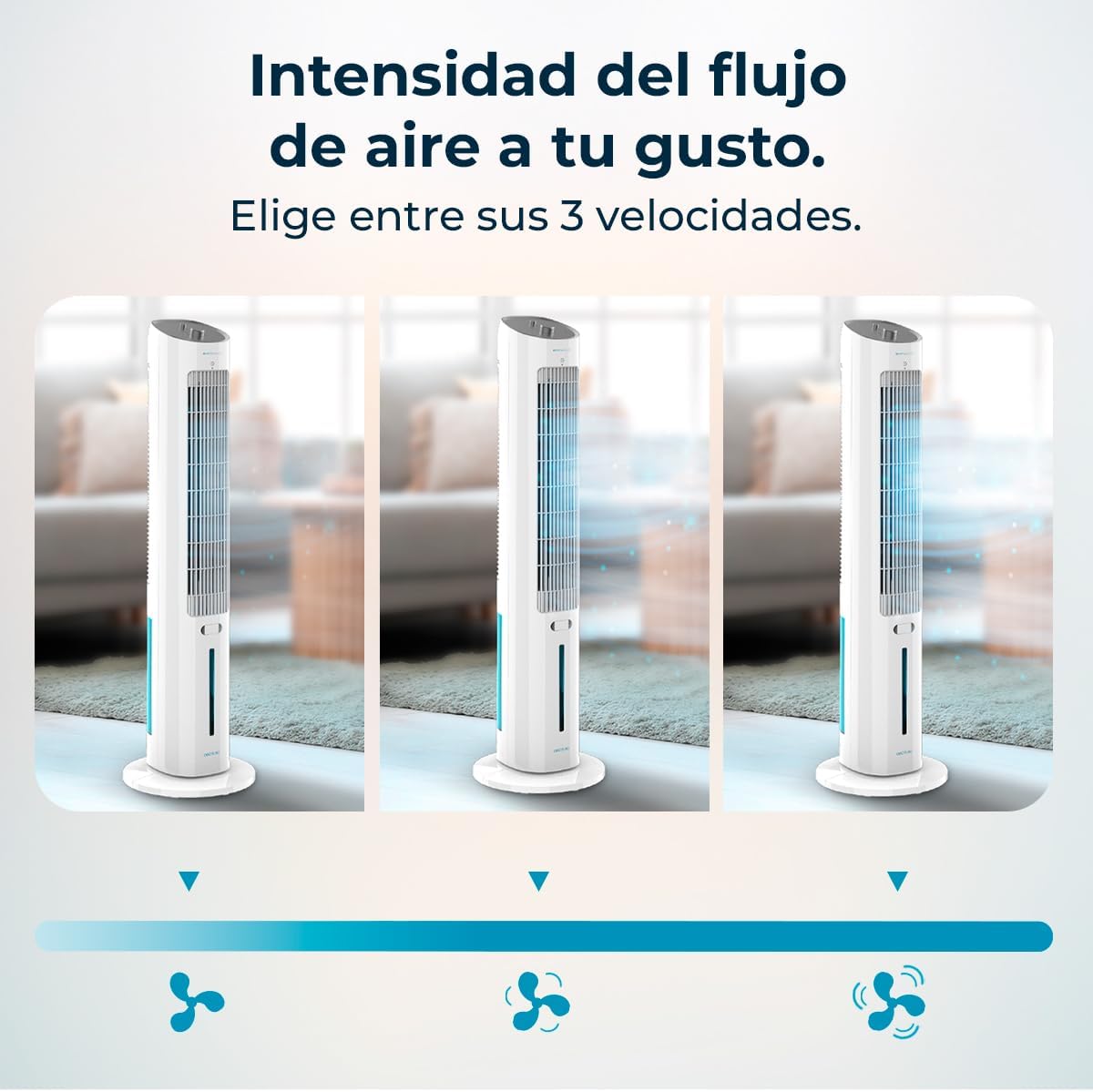 Cecotec Climatizador Evaporativo EnergySilence 2000 SkyCool. 60W, Depósito de 3L, Compatible con Aceites esenciales, 3 Velocidades, Oscilación de 50º, Asa en la Parte superior