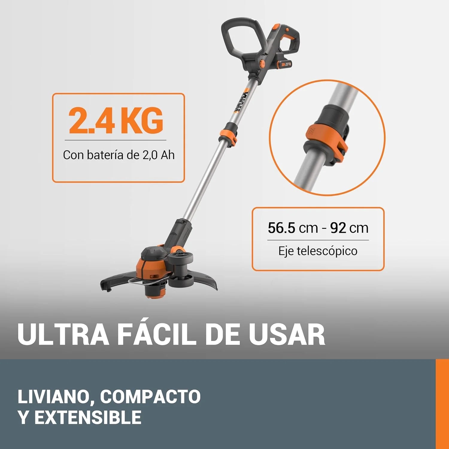 WORX Trimmer and profiler 20V Max | PowerShare | WG163E | Includes 2 2Ah batteries and charger | 30 cm