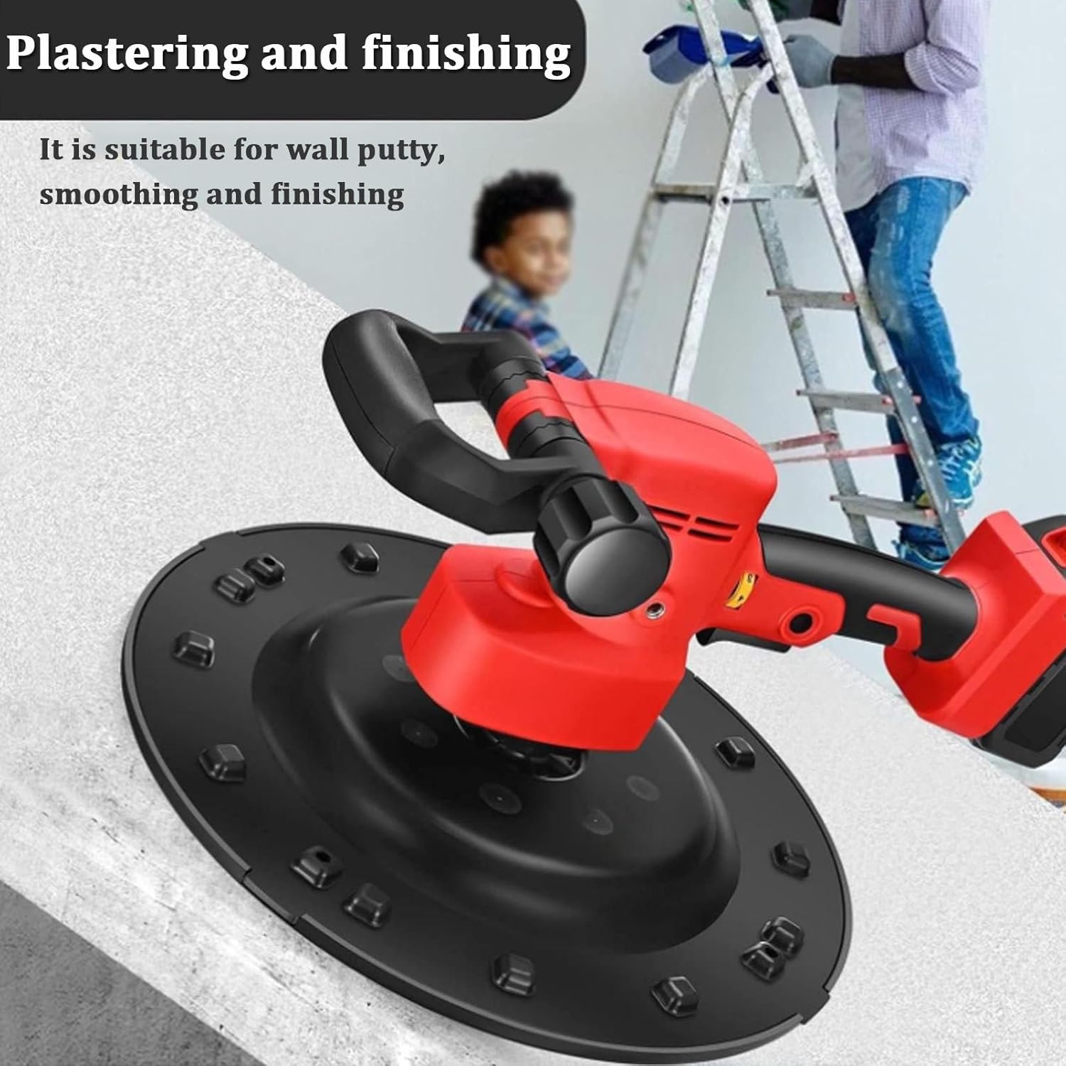 Beton Glättmaschine mit einstellbarer Geschwindigkeit - Elektrischer Mischer für Gips, Mörtel, Zement und Spachtelmasse, Wandpolierer - Lithium-Batterie - 80-200 U/min