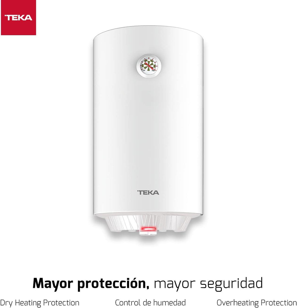 TEKA Termo Eléctrico 50 L, Instalación Vertical, Protección Sobrecalentamiento, Indicador LED, Modelo EWH 50 C
