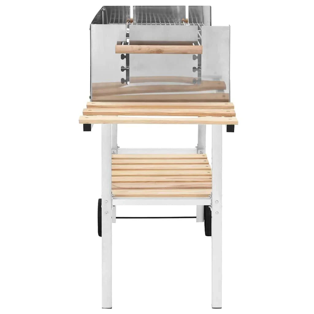 Vidaxl Tragbarer XXL-Holzkohlegrill aus Edelstahl mit 2 Ablagen