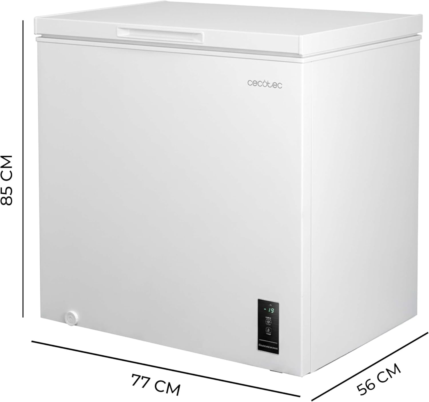 Cecotec Gefriertruhe 198L Bolero CoolMarket Chest 198P White E. Korb mit Griffen, Elektronische LED-Steuerung, UltraContact D-Cool, Dual Function, ZeroG Tür (80º-30º), Fast Freezing, Kompakt