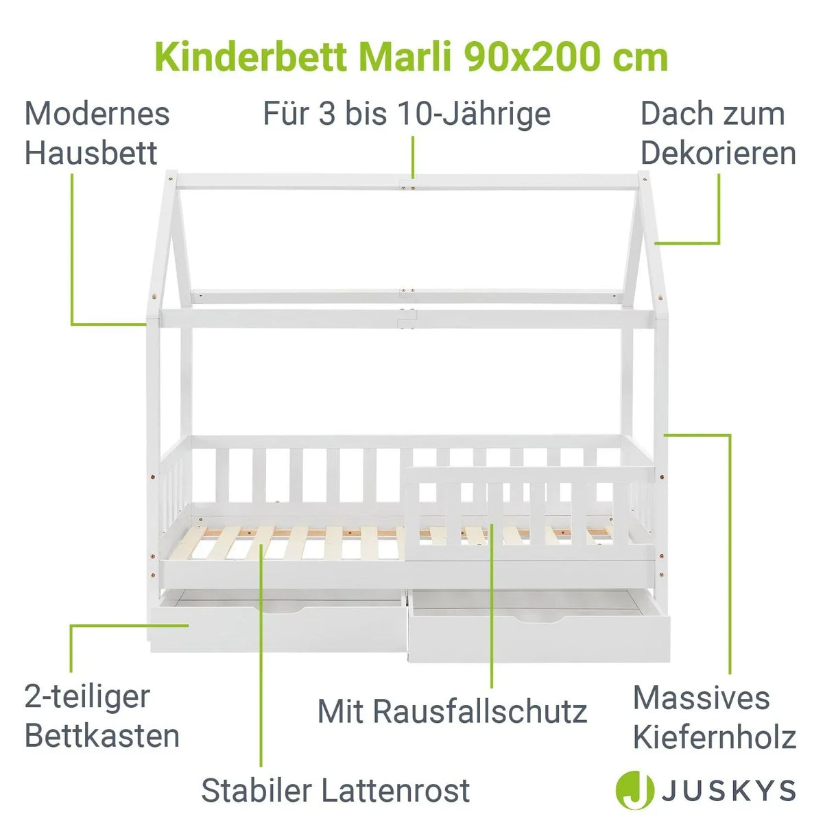 2026 Cama infantil Marli 90 x 200 cm con cajones de almacenamiento