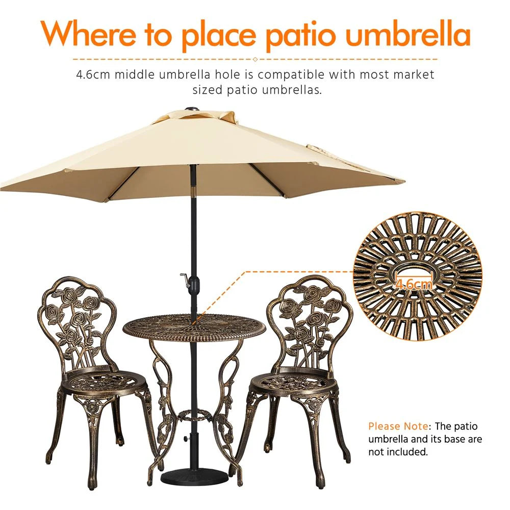 Conjunto De Mesa Y Sillas Exterior Vintage Para Balcón Bronce