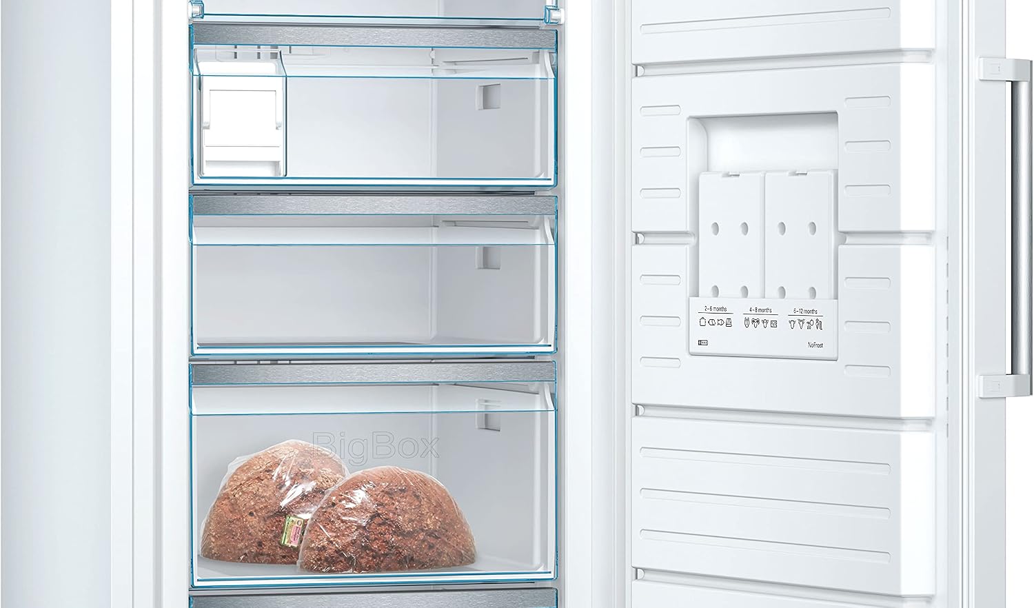 Bosch GSN54AWCV Serie 6 - Congelador XXL (176 x 70 cm, extra ancho, 327 L, NoFrost nunca más descongelar, iluminación LED uniforme, espacio para grandes congeladores)