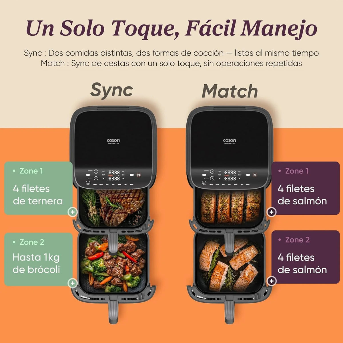 Cosori Turbo Tower Freidora de Aire10,8L con Cesta Verticales, Cocción en 3 Niveles que Ahorra Espacio, 2630 W, 6 funciones, 2 DC Motores, Más de 50 Recetas Completas en Línea