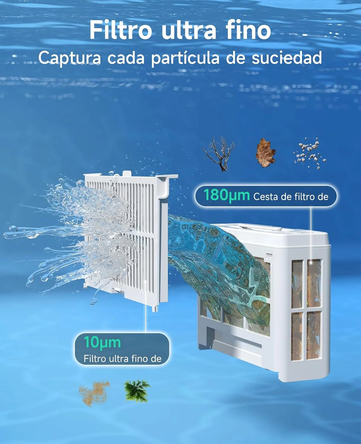 WYBOT C2 Limpiafondos Piscina, Robot Limpiafondos Piscina Inalámbrico 150㎡, Doble Filtración, 3 Motores, Succión Potente, Limpieza Paredes & Línea de Agua, 180 Min, App(Gris-Verde Gris)