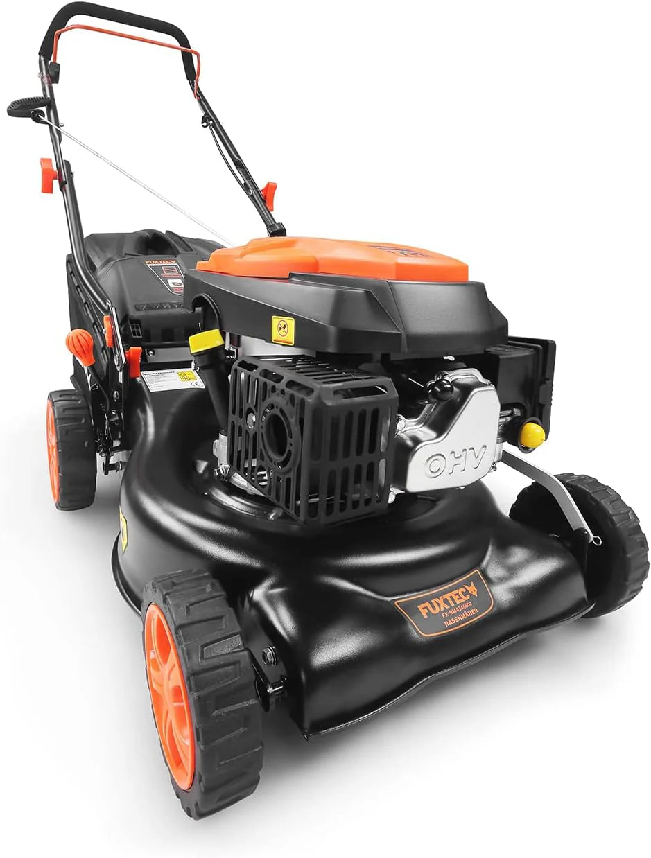 Cortacésped de Gasolina FUXTEC FX-RM4646ECO 46cm de Anchura de Corte - Potente Motor de Gasolina de 146cc Easy Clean 3en1 2,6KW Mulching recogedor de Hierba 50L