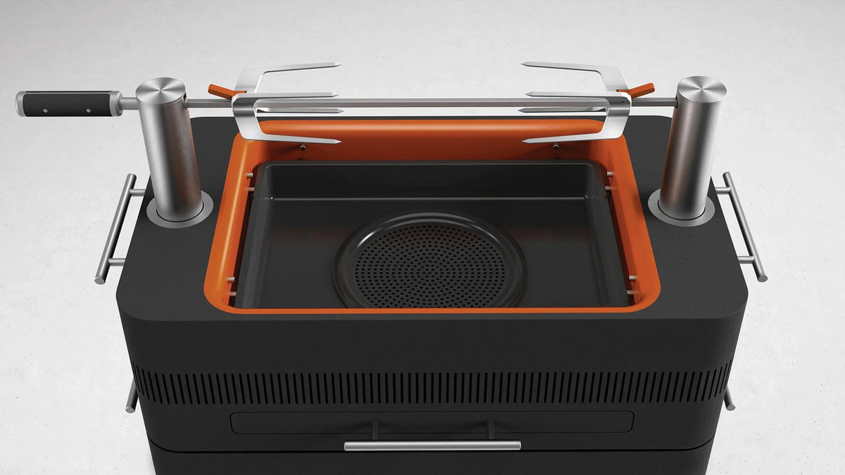 2026 Barbacoa de Carbón con Encendido Eléctrico – 1400W Fast Flame Ignition™ – Incluye Rosticero (15 kg) y Soporte de Pie