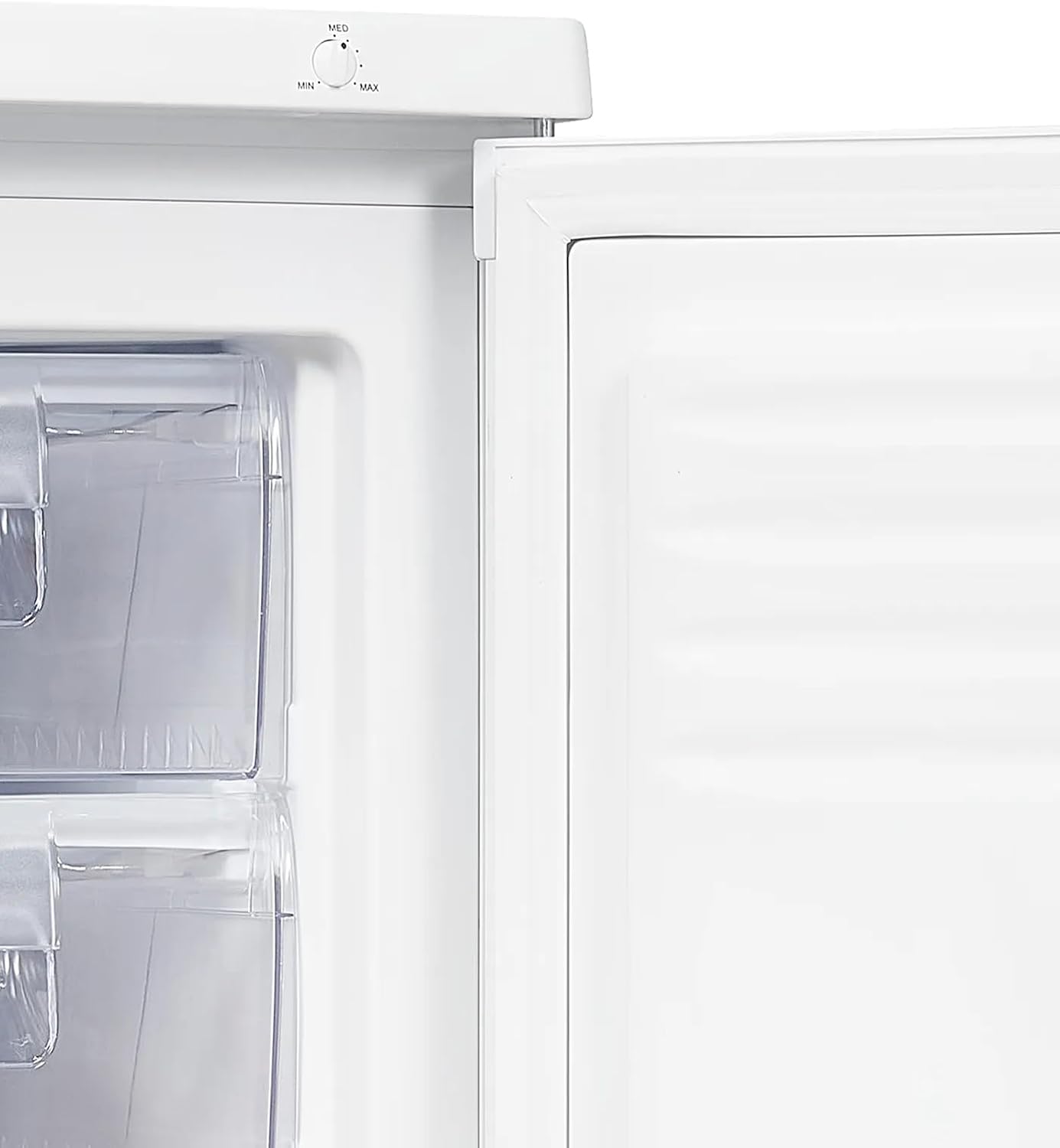 Exquisit® Gefrierschrank 91L, Weiß, Energieeffizienzklasse E, 4-Sterne-Gefrierfach, 4 transparente Schubladen, wechselbarer Türanschlag, Temperaturregelung, Maße (85,5 x 55,0 x 58,0 cm)