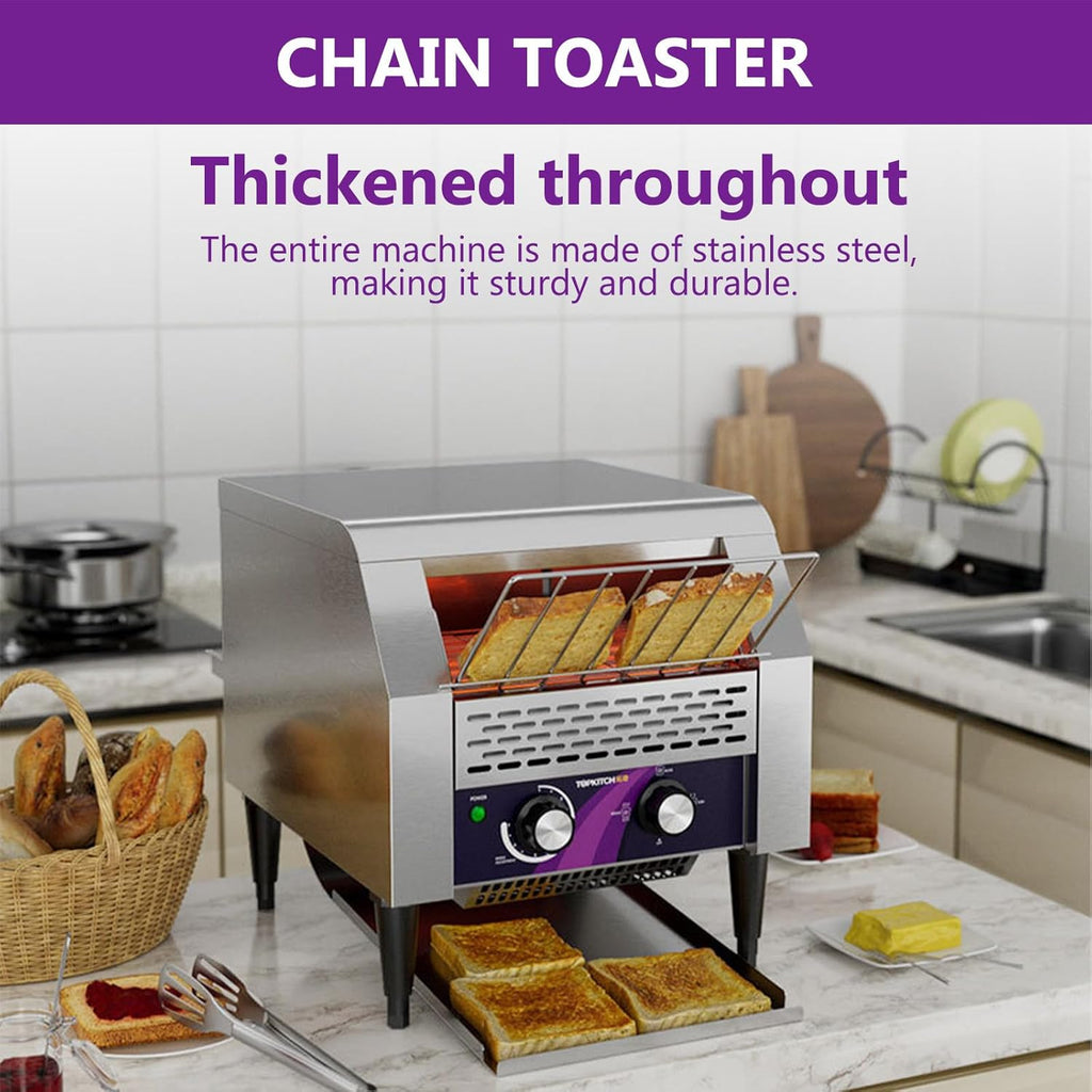 Kommerzieller Toaster, 150/300/450 Toastscheiben pro Stunde, mit Heizkettenförderung, robust, für kleine Theken