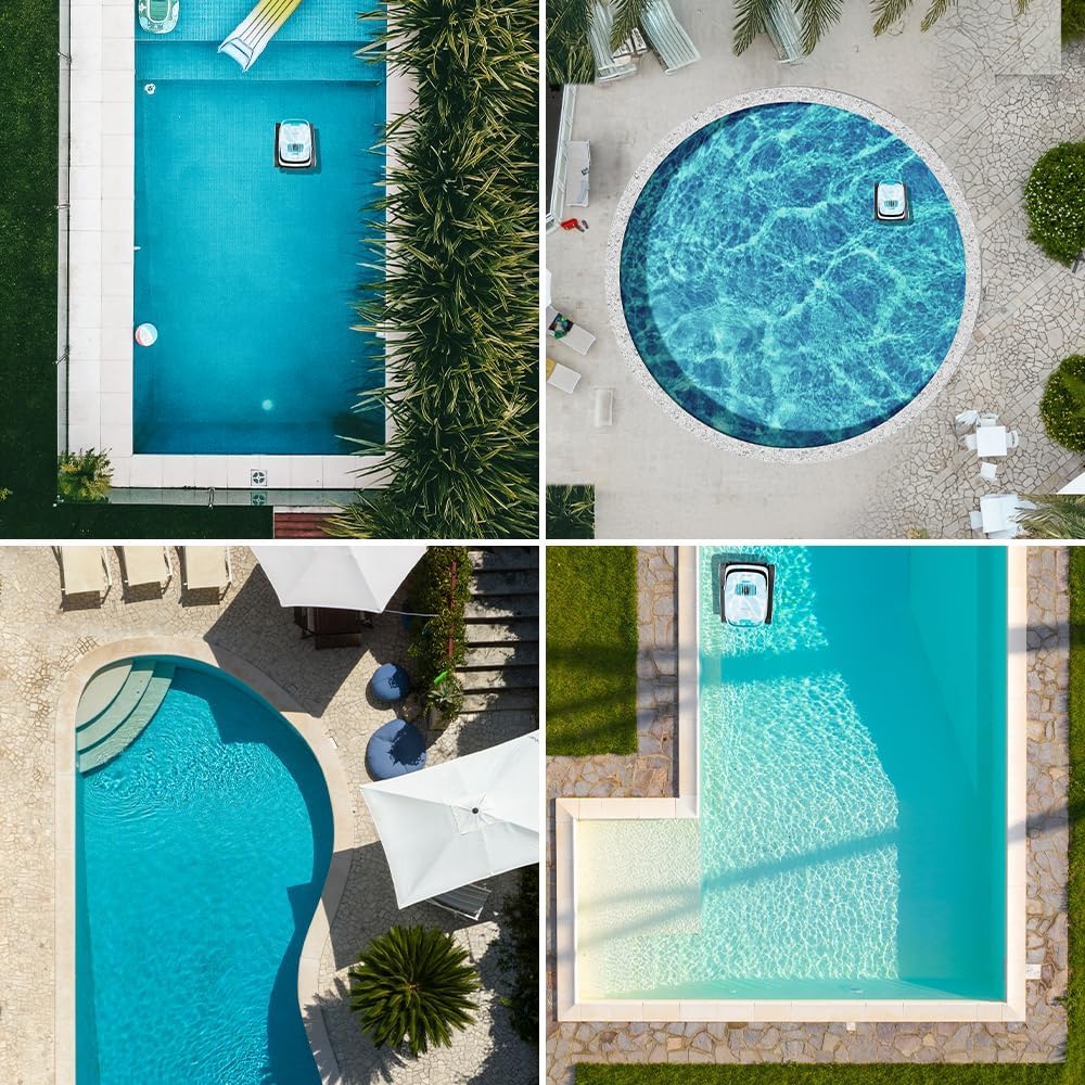 Cecotec Poolroboter für Boden, Wände und Wasserlinie Conga Pooldroid 5000 TotalClean Pearl. 100m2 Oberfläche, 90º Max. Neigung, Geordnete Reinigung, 100min Akkulaufzeit, 4L Kapazität