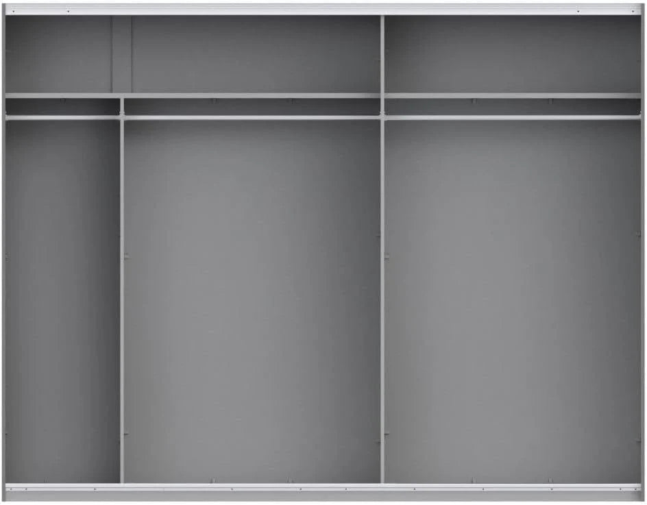 Armario Winter 270 cm – Puertas Correderas – Estilo Nórdico – Interior con Estantes, Barras y Partidores – 270x61x210 cm Armario Grande para Dormitorio (Blanco)