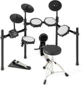 COSTWAY E-Drum-Set, faltbares Schlagzeug mit leisen Mesh-Pads, Becken, 225 Sounds und 30 Demos, Metronom und USB-MIDI, Bassdrum, 2 Schlagstöcke, verstellbarer Hocker, für Erwachsene und Kinder