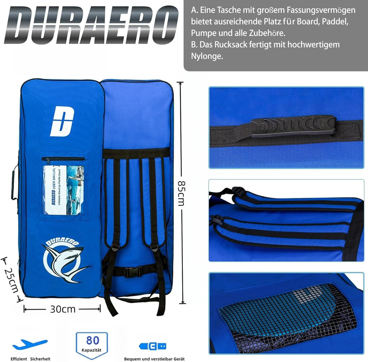Inflatable Paddle Board with Kayak Seat, 330 x 76 x 15 cm, up to 150 kg, Integrated Pad, Detachable Fin, Double Adjustable Paddle, Repair Kit, Blue Camouflage
