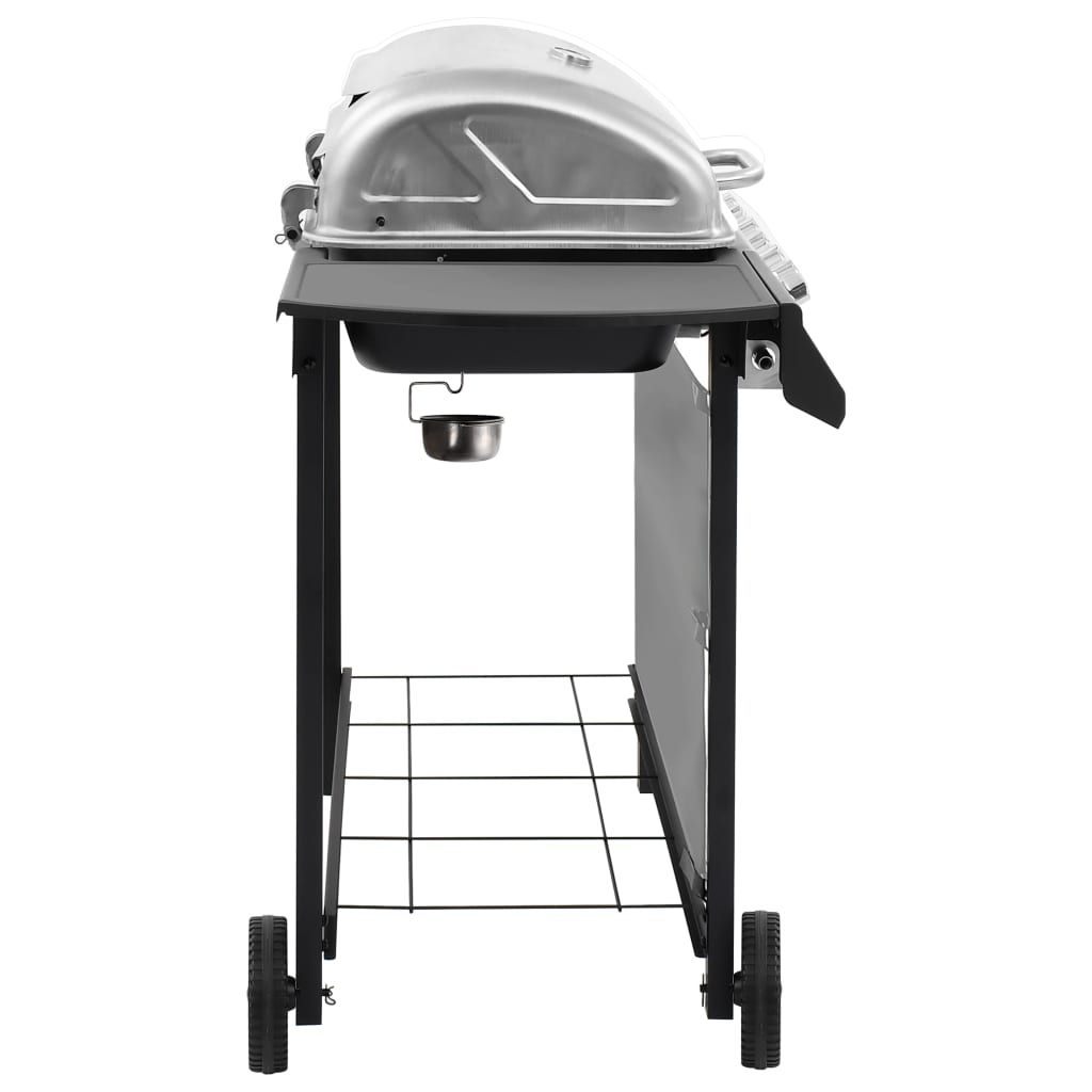 Barbacoa De Gas Con 6 Fogones Negro Y Plateado Vidaxl